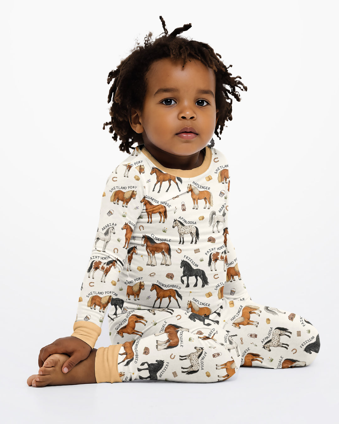 Types Of Horses Bamboo Two Piece Long Sleeve Pajama Set
