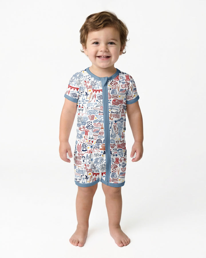 Liberty Doodle 250th Family Matching Bamboo Shorty Zippy