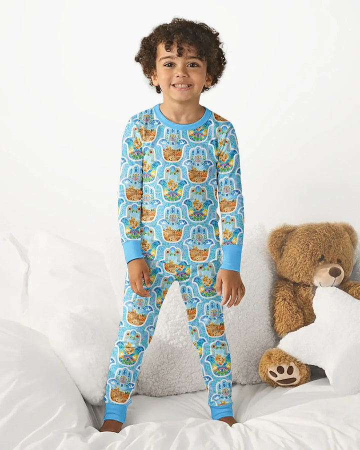 Zweiteiliges Langarm-Pyjama-Set mit Sommerfrüchten