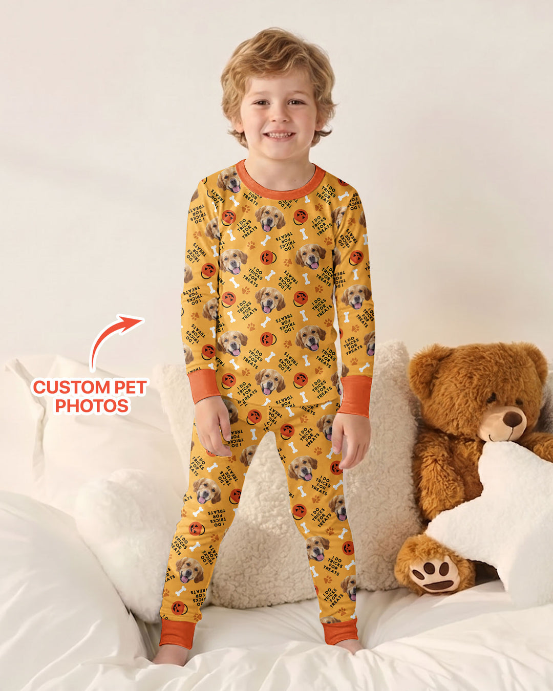 Custom Pet Photo Tricks for Treats  Bamboo Two Piece Long Sleeve Pajama Set