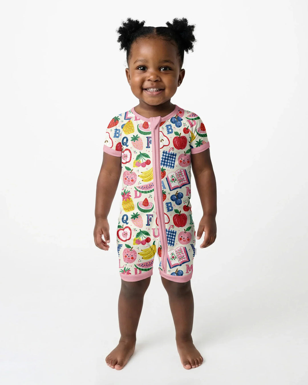 Back To School Fruit Alphabet Bamboo Shorty Zippy