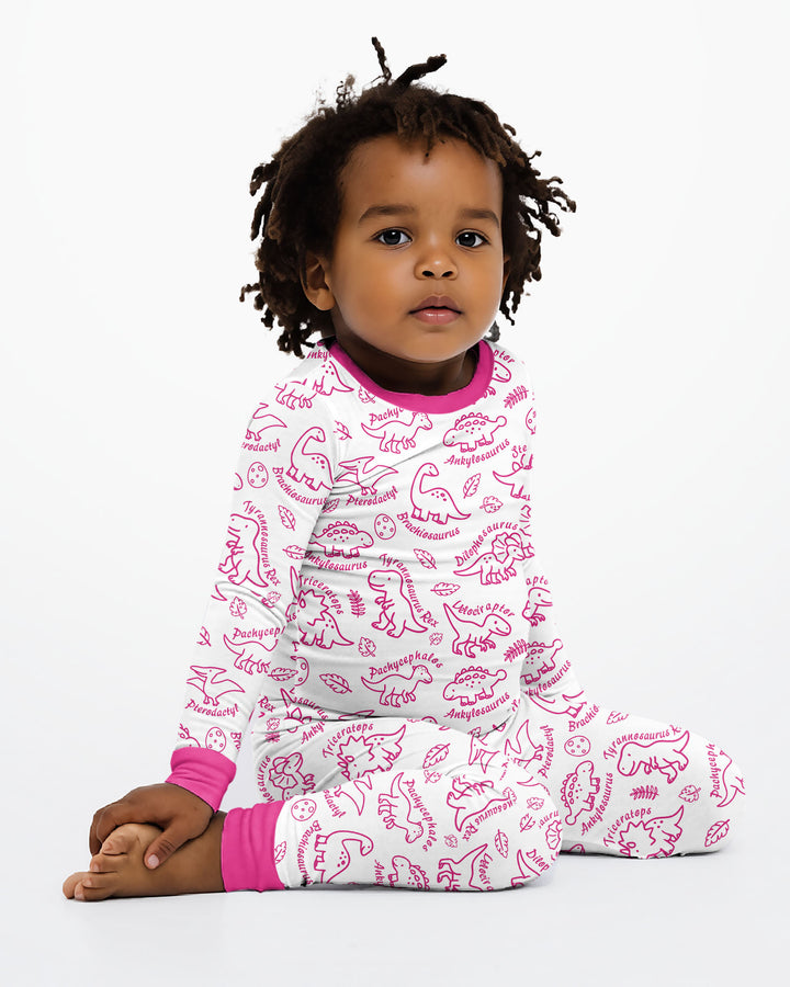 Dinosaur Park Bamboo Two Piece Long Sleeve Pajama Set
