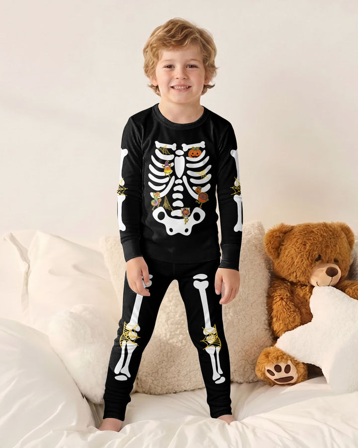 Halloween Skeleton Candy Bamboo Two Piece Long Sleeve Pajama Set