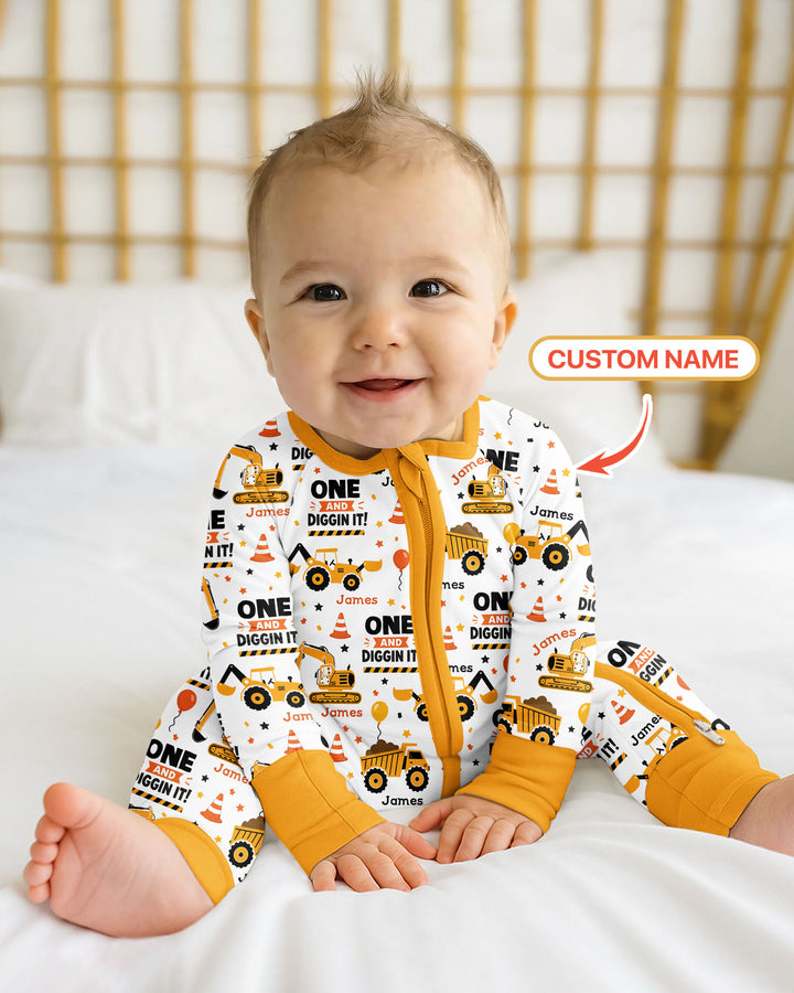 Personalized Birthday Construction Truck Diggin It Bamboo Convertible Zippy