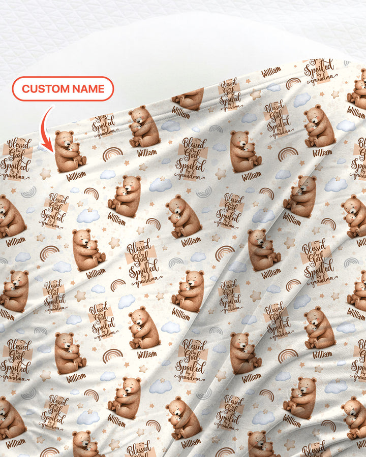 Custom Name Blessed By God Spoiled By Grandma Swaddle Blanket