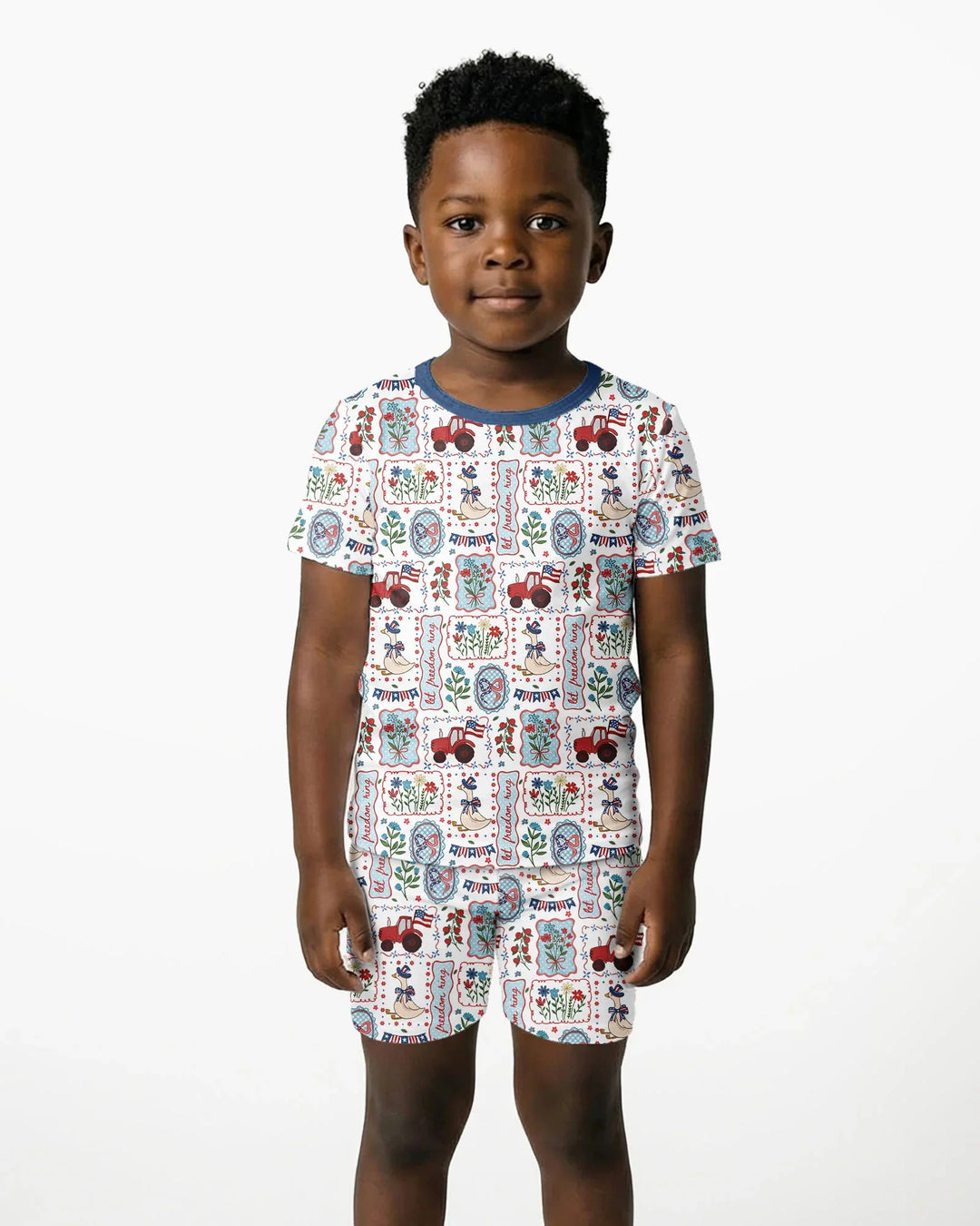 Template Zweiteiliges Pyjama-Set mit kurzen Ärmeln und Shorts
