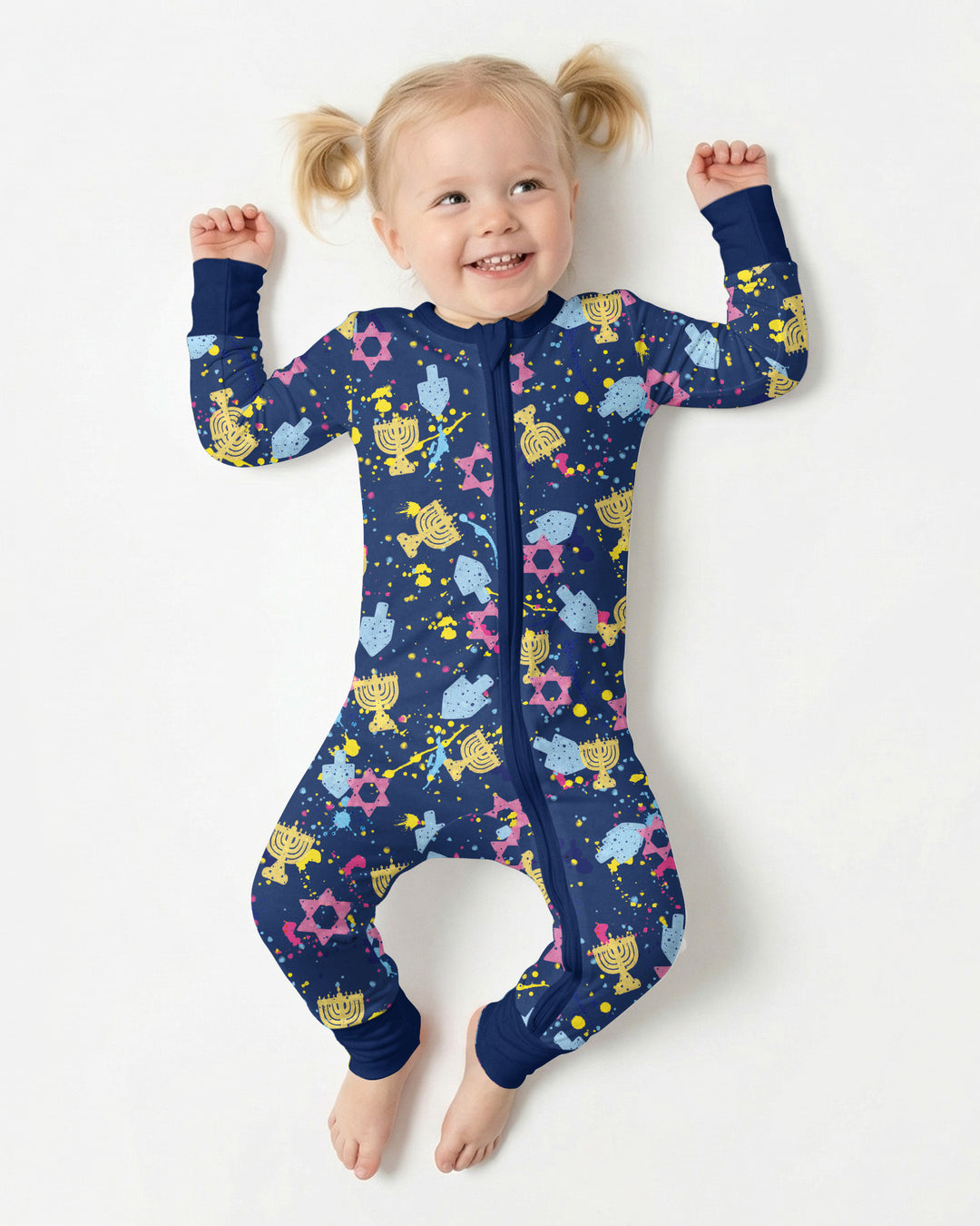 Hanukkah Family Splatter Paint  Bamboo Convertible Zippy