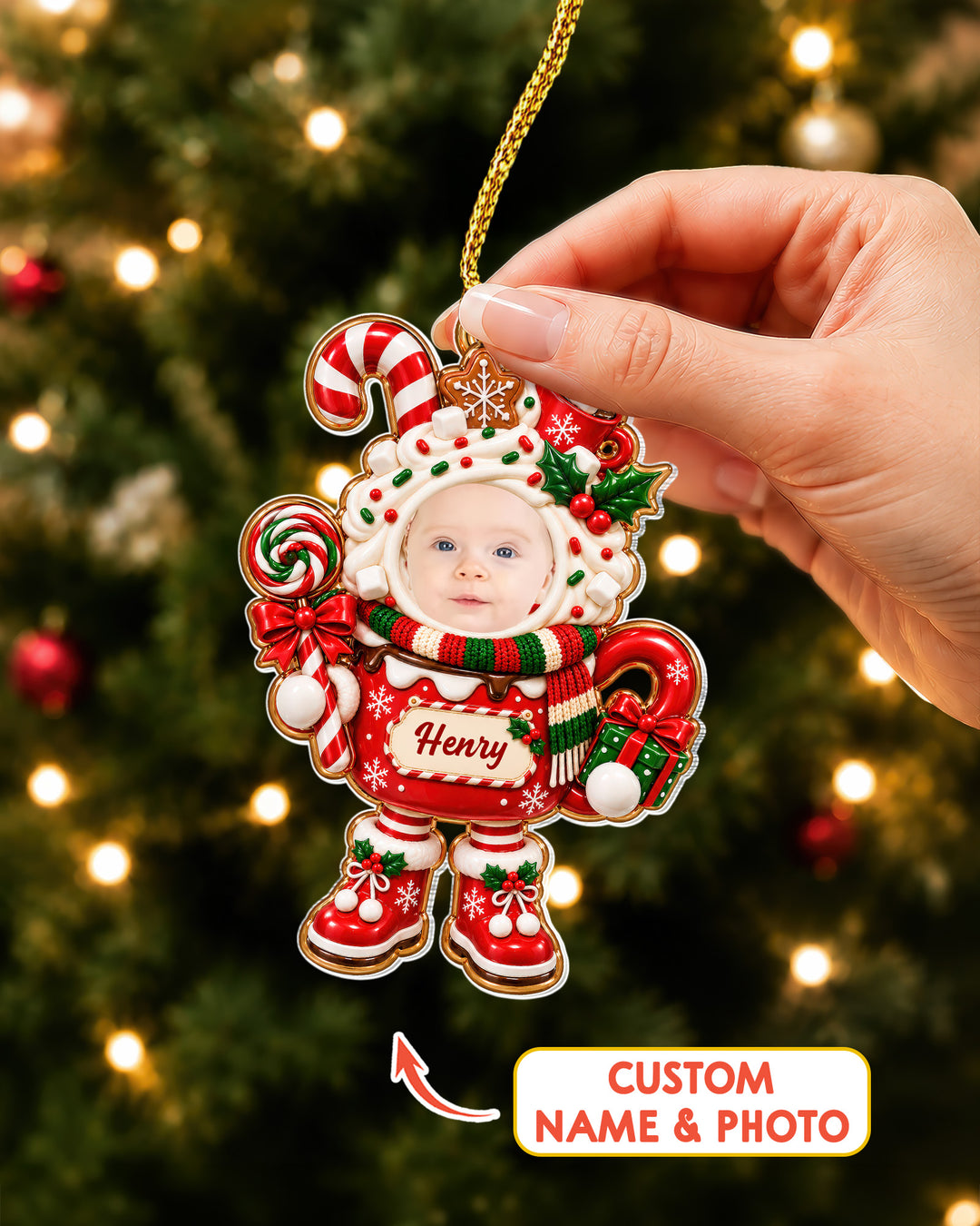 Candy Cane Cutie Acrylic Ornament