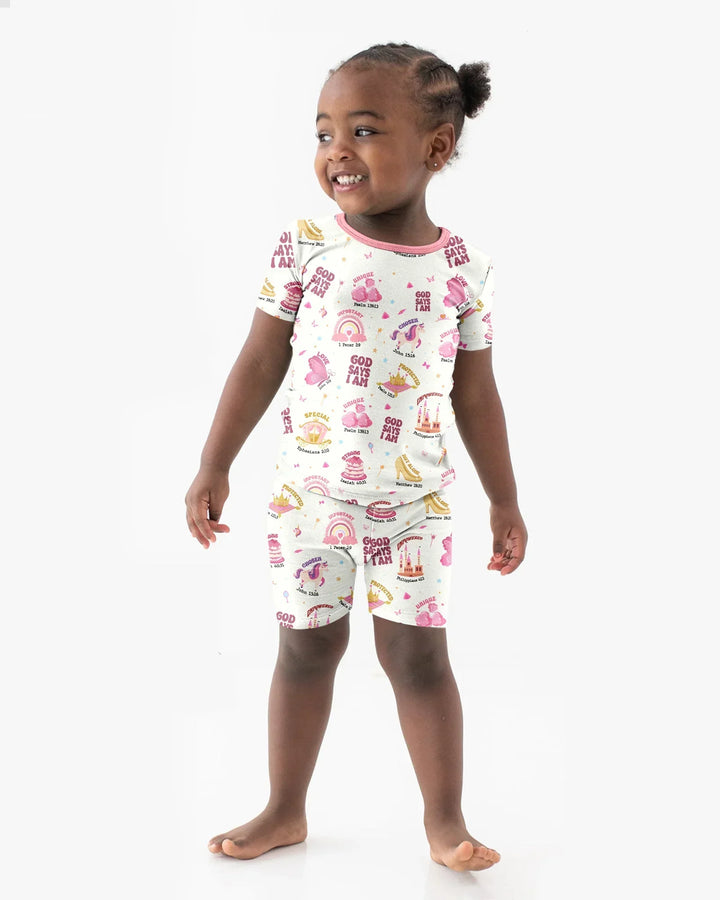 Zweiteiliges Pyjama-Set mit kurzen Ärmeln und Shorts im Sommer-Design