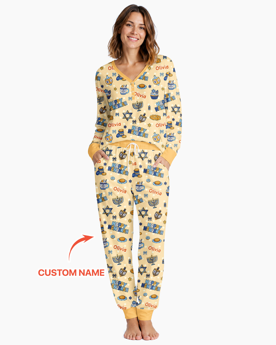 Custom Name Jewish Holiday Bamboo Women Pajama Set