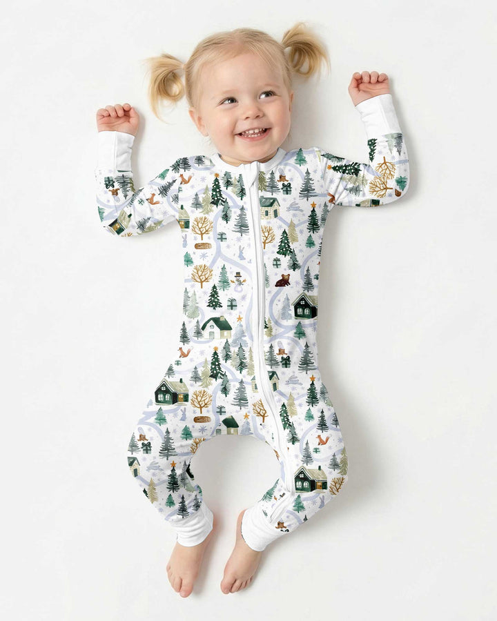Winter Woodland Village Bamboo Convertible Zippy