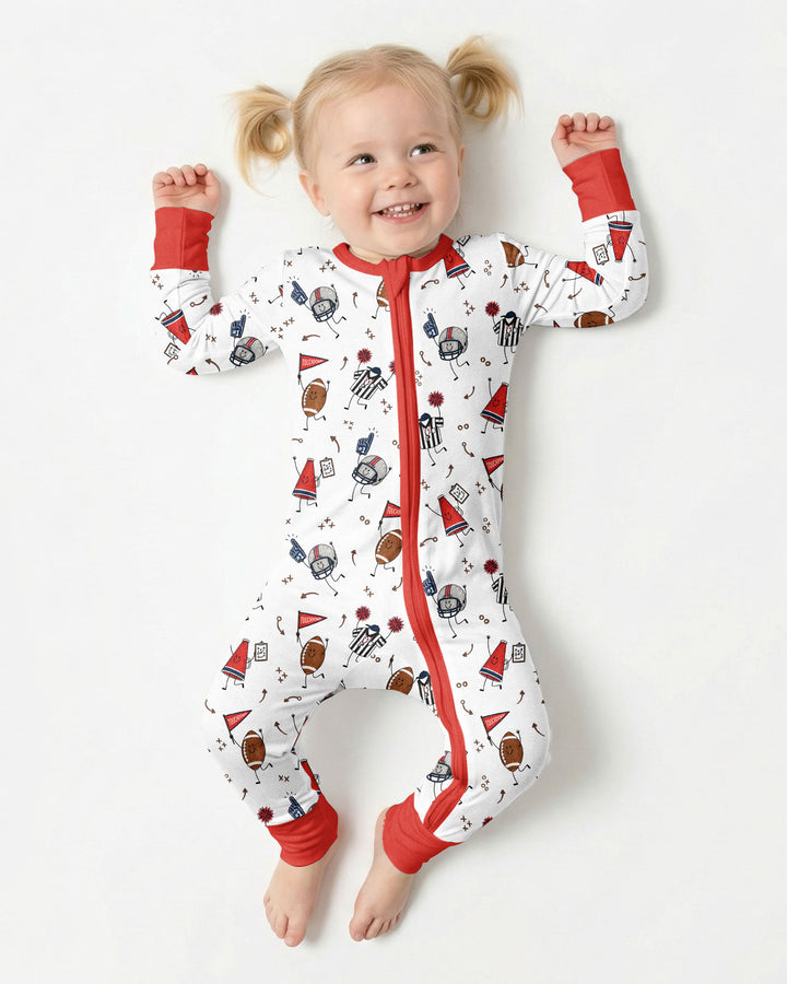 Happy Football Doodles Bamboo Convertible Zippy