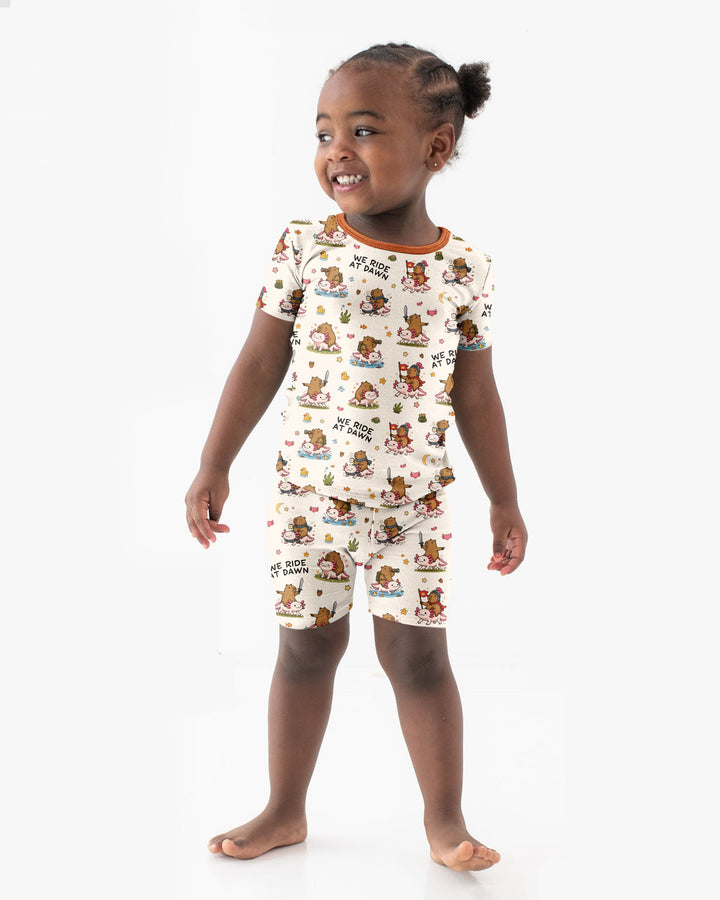 We Ride At Dawn Bamboo Two Piece Short Sleeve Shorts Pajama Set