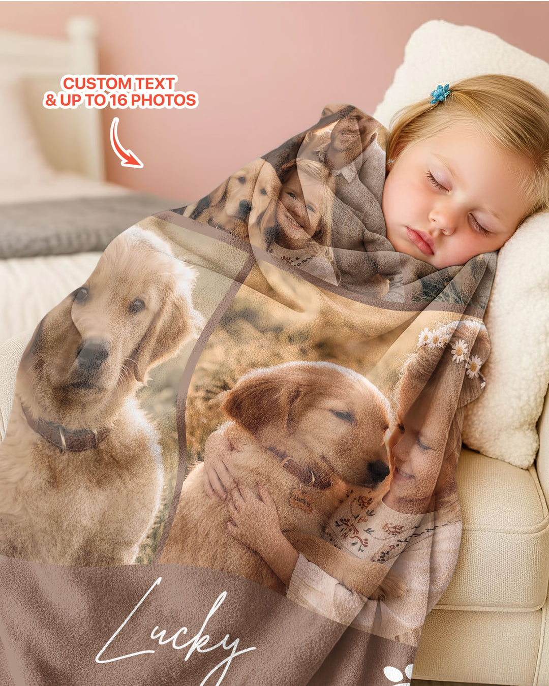 Custom Pet Photo Collage Bamboo Blanket