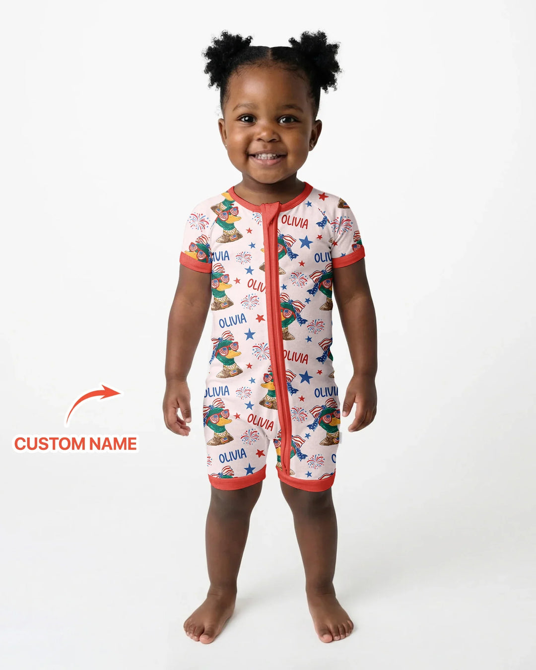 Custom Name Patriotic Mallard Duck  Bamboo Shorty Zippy