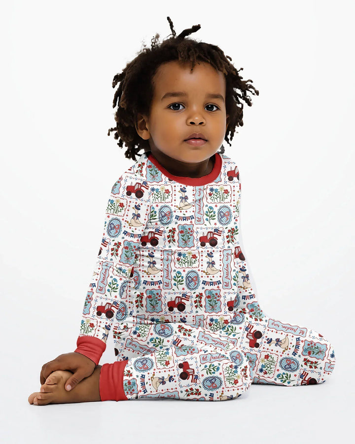 Zweiteiliges Langarm-Pyjama-Set mit Sommerfrüchten