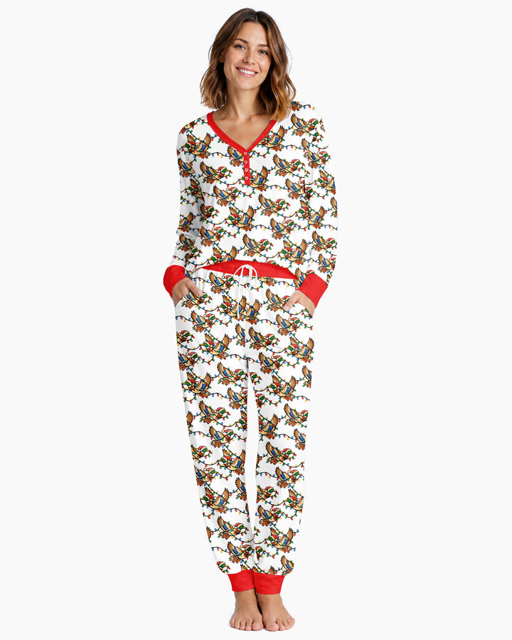 Preppy Christmas Mallard Duck Bamboo Women Pajama Set