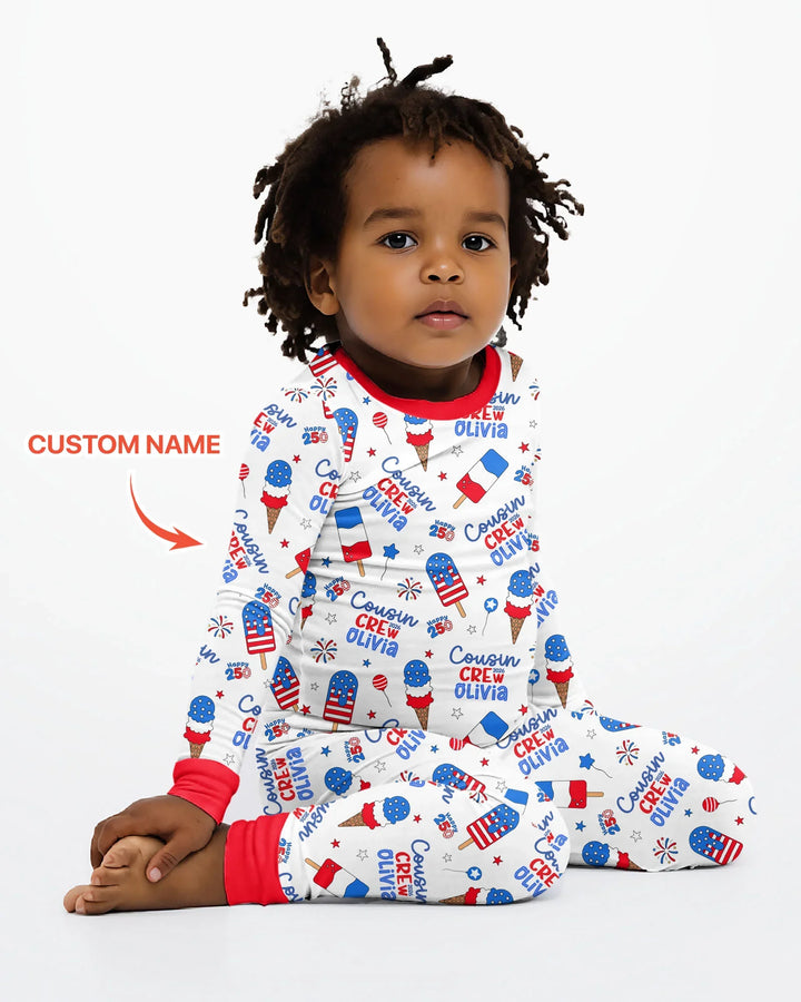 Zweiteiliges Langarm-Pyjama-Set mit Sommerfrüchten