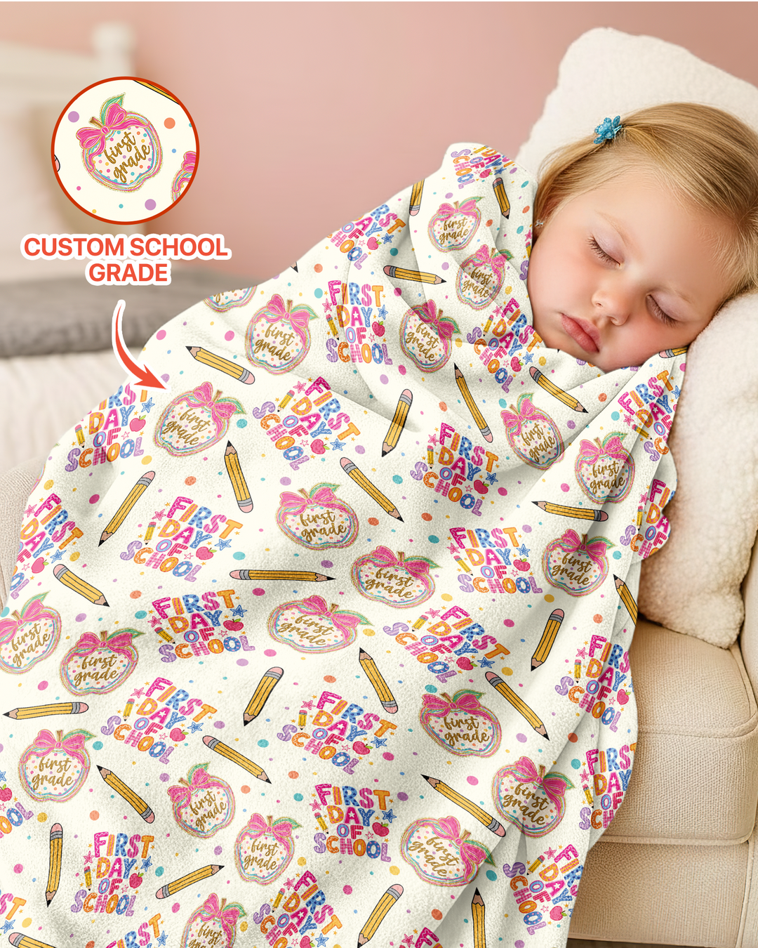Custom School Grade First Day Cutie Bamboo Blanket