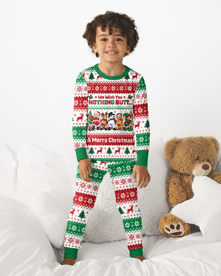 We Wish You Nothing Butt A Merry Christmas Bamboo Two Piece Long Sleeve Pajama Set