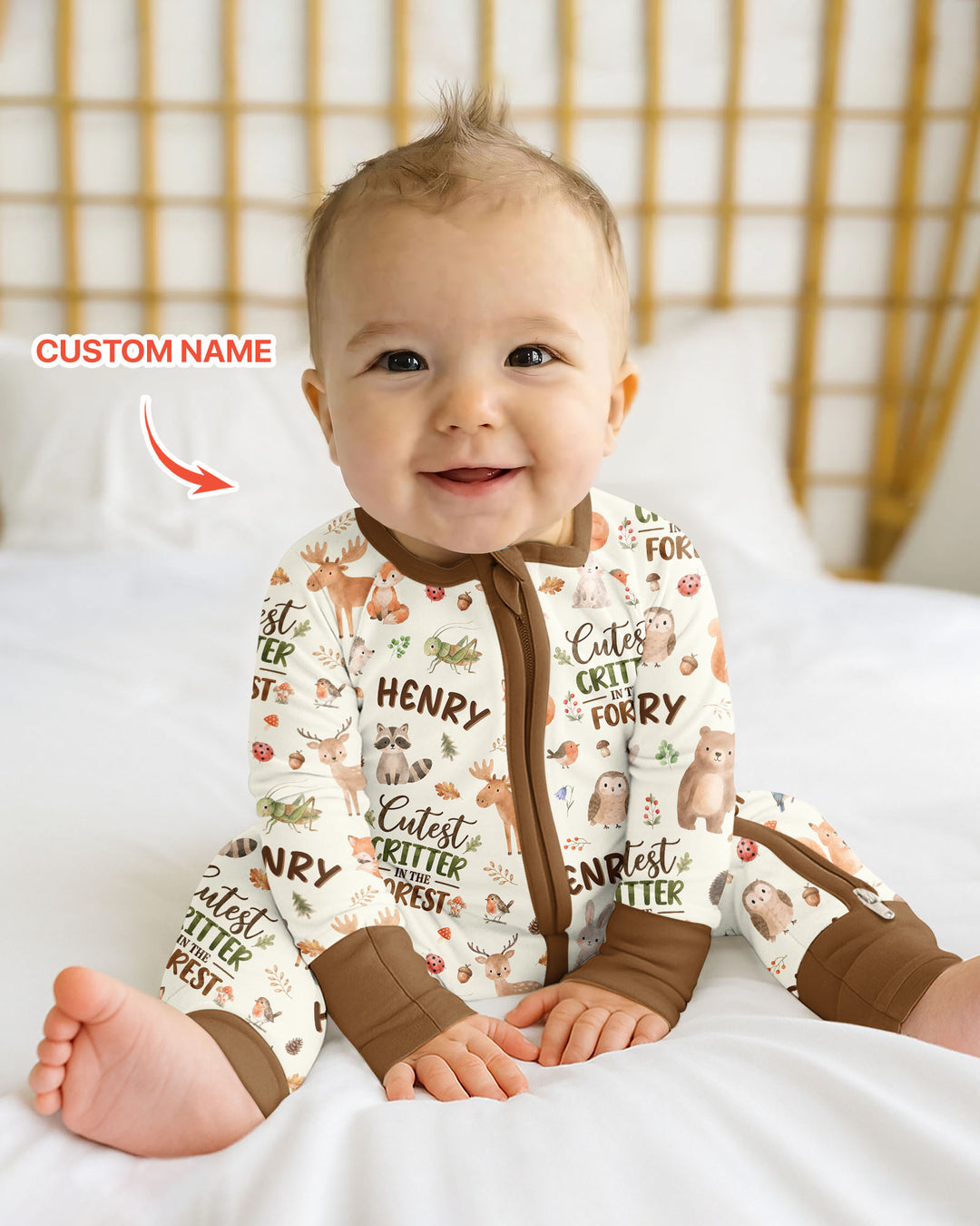 Custom Name Cutest Critter In The Forest Bamboo Convertible Zippy