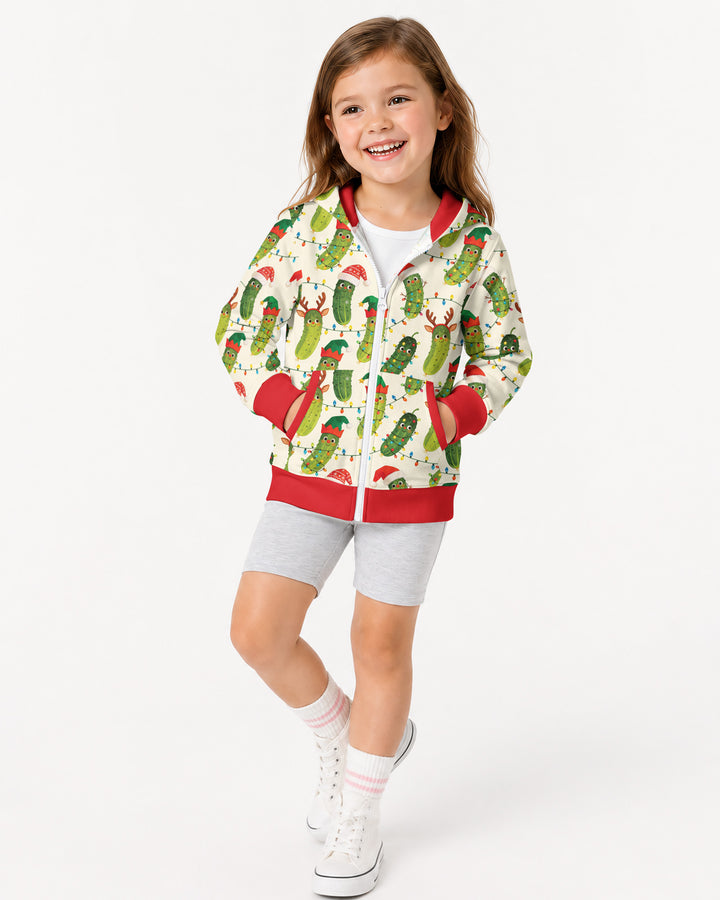 Cheerful Christmas Pickle Bamboo Zip Hoodie
