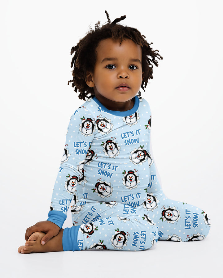 Funny Snowman Bamboo Two Piece Long Sleeve Pajama Set