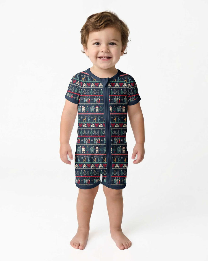 Vintage Nordic Christmas Bamboo Shorty Zippy