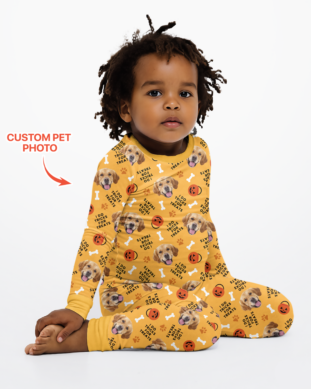 Custom Pet Photo Tricks for Treats  Bamboo Two Piece Long Sleeve Pajama Set