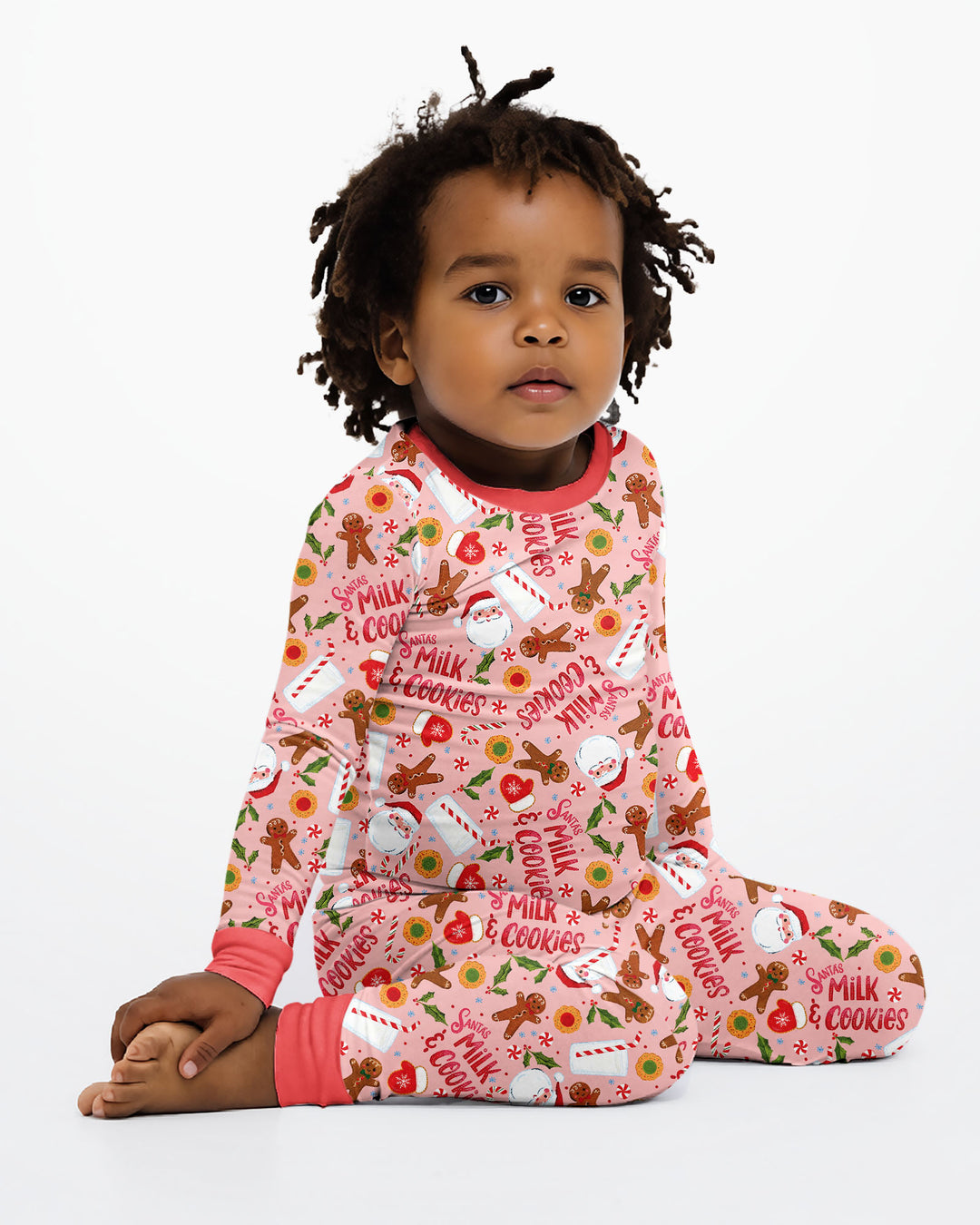 Santas, Milk and Cookies Bamboo Two Piece Long Sleeve Pajama Set