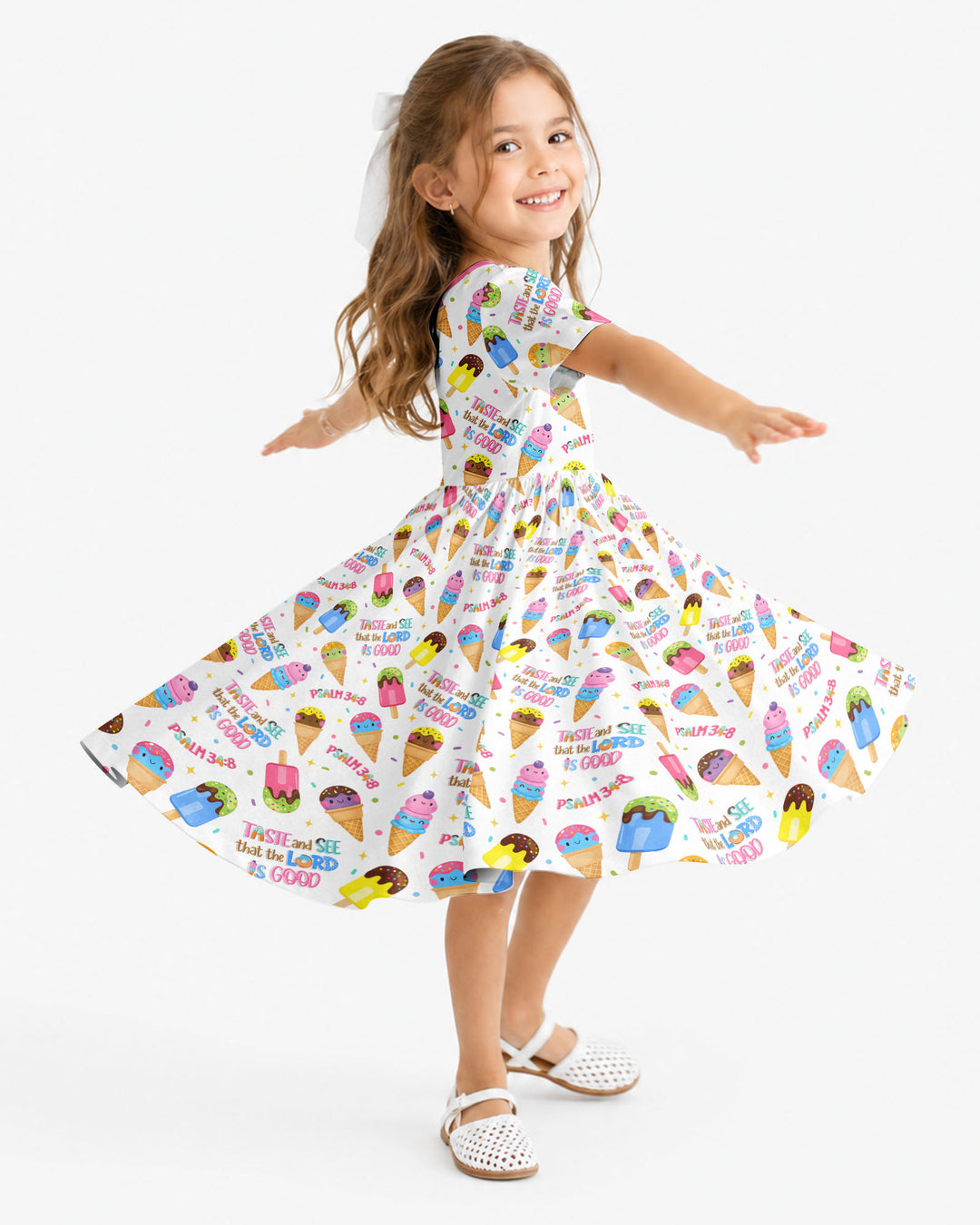 Jesus Summer Ice Cream Taste and See That The Lord Is Good Bamboo Twirl Dress