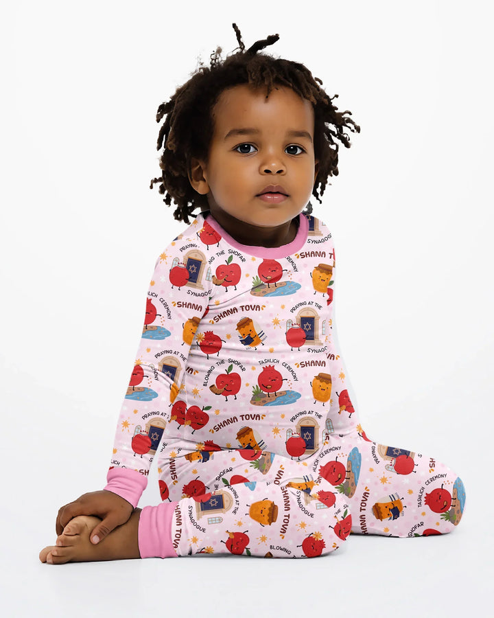 Zweiteiliges Langarm-Pyjama-Set mit Sommerfrüchten