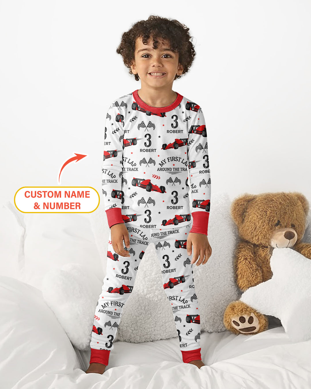 Custom Birthday My First Lap Around The Track Bamboo Two Piece Long Sleeve Pajama Set