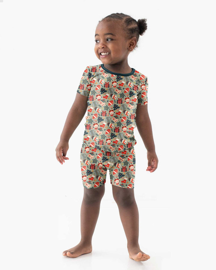 Christmas Ornaments Bamboo Two Piece Short Sleeve Shorts Pajama Set