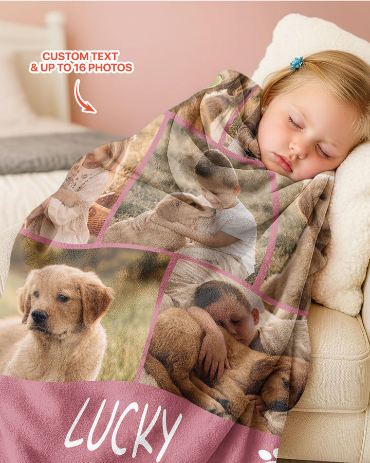 Custom Pet Photo Collage Bamboo Blanket