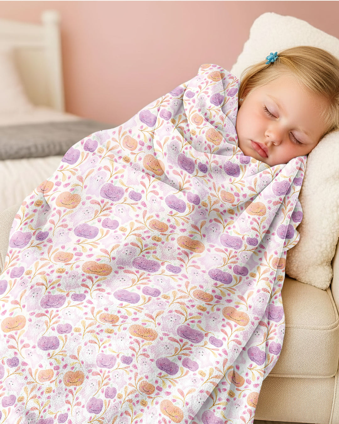 Pastel Pumpkins and Ghosts Bamboo Blanket