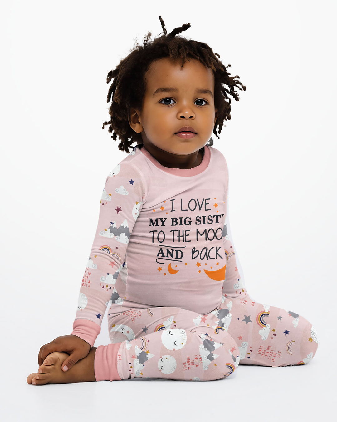 I Love My Big Sister To The Moon And Back Bamboo Two Piece Long Sleeve Pajama Set