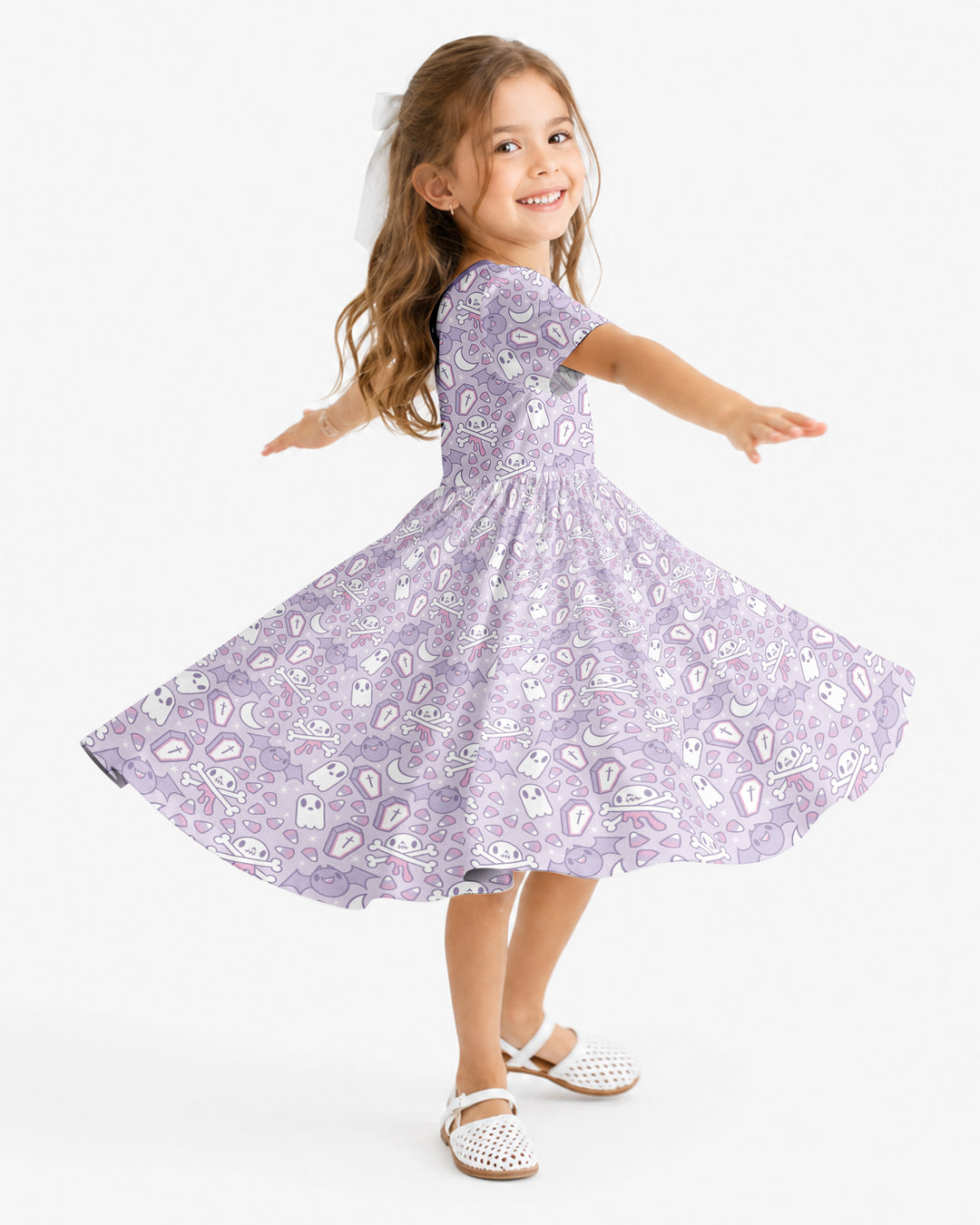Cute Ghost Halloween Pastel Purple Spooky Bamboo Twirl Dress