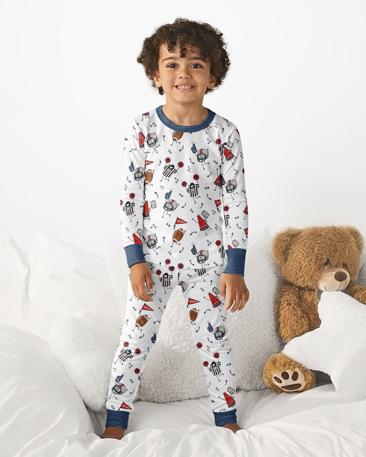 Happy Football Doodles Bamboo Two Piece Long Sleeve Pajama Set