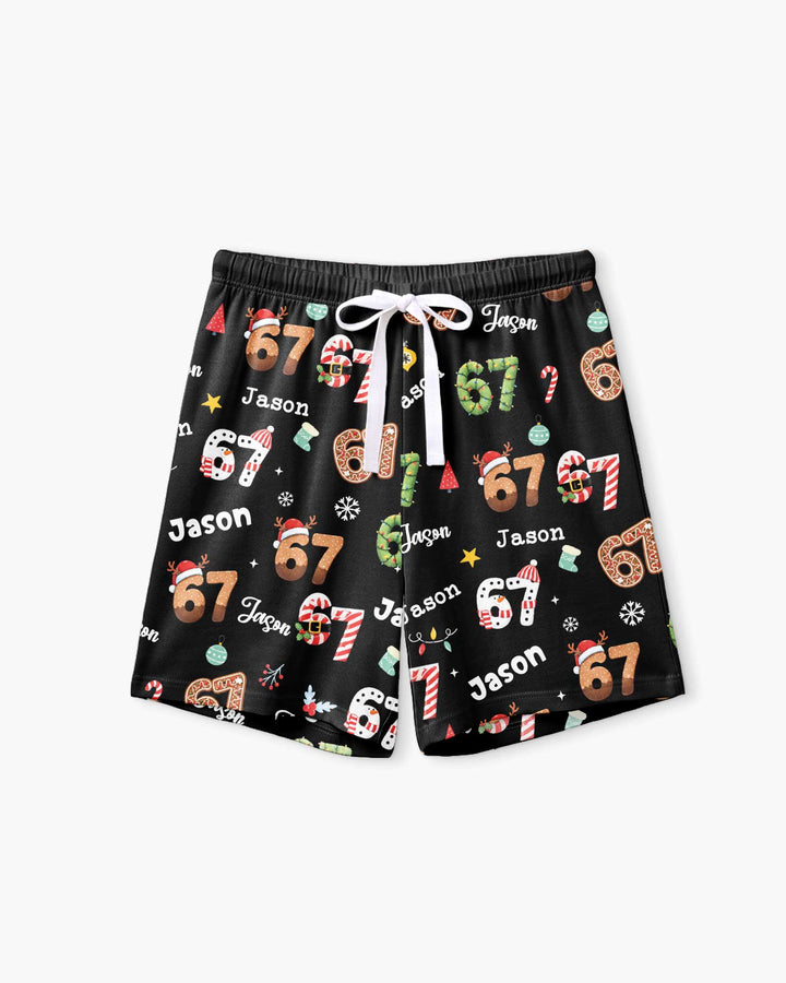 Custom '6 7' Six Seven Christmas Slang Meme Bamboo Women Short Sleeve Short Pajama Set