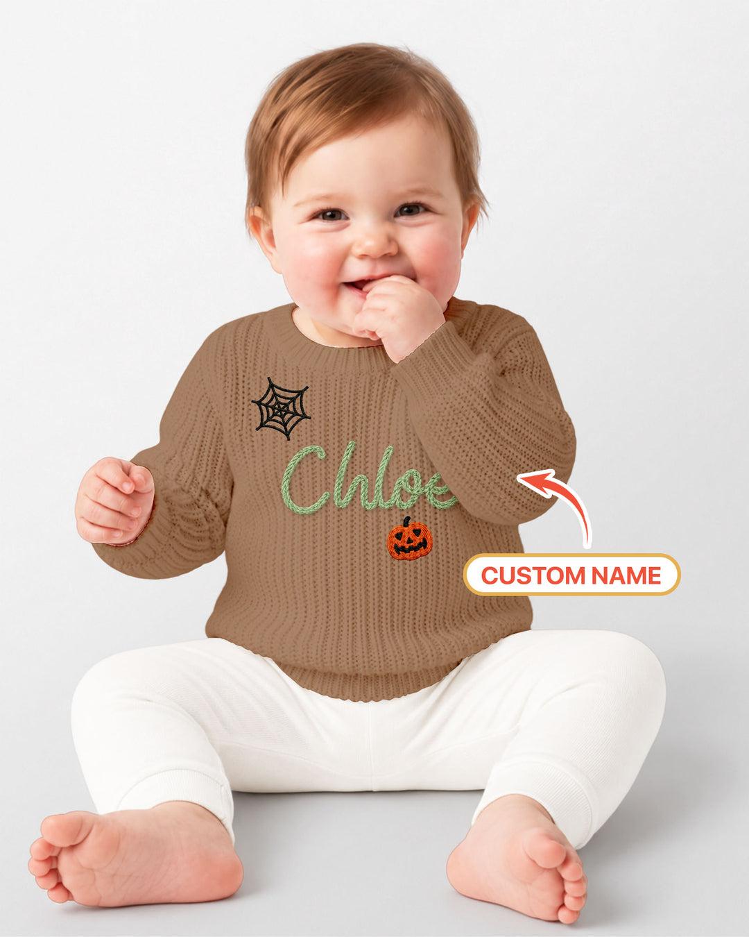 Happy Halloween Embroidered Baby Name Bamboo Knit Sweater Bubble