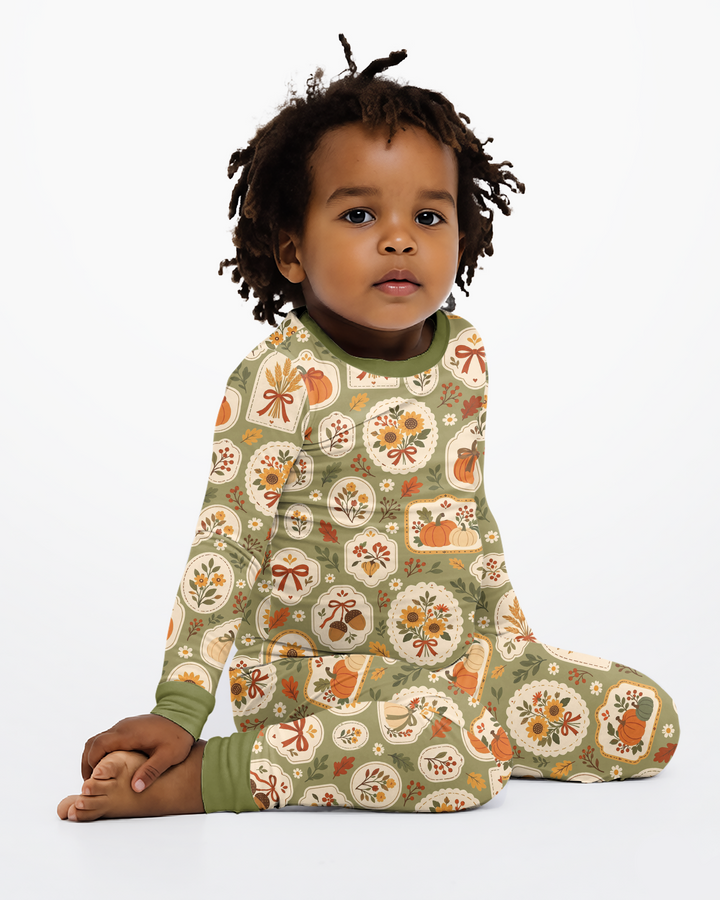 Warm Harvest Fall Bamboo Two Piece Long Sleeve Pajama Set