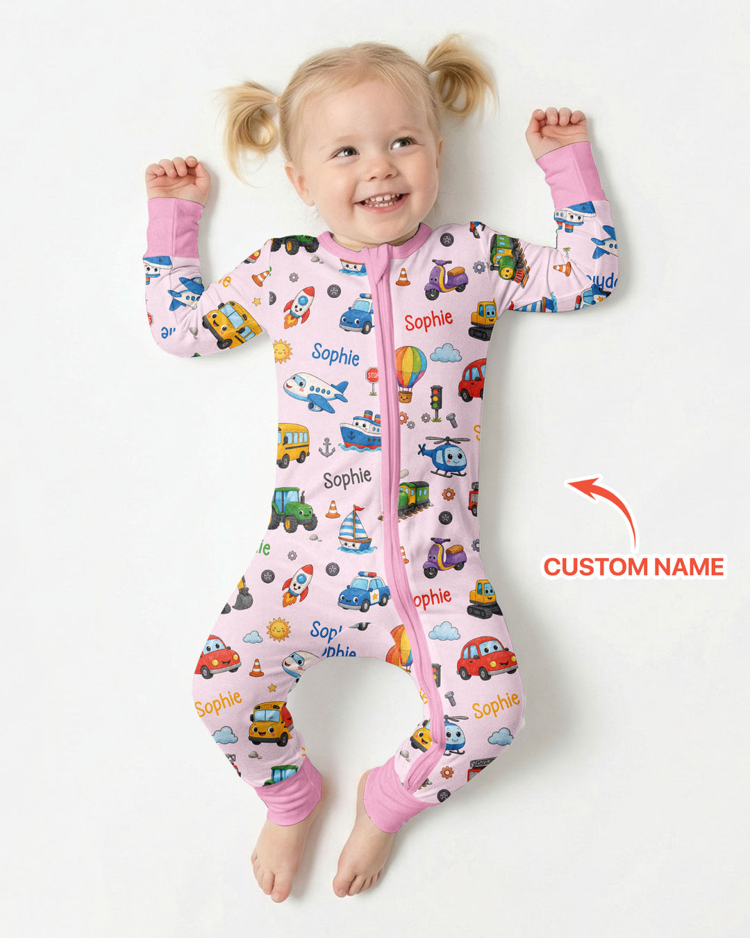 Custom Name Cute Transport Bamboo Convertible Zippy