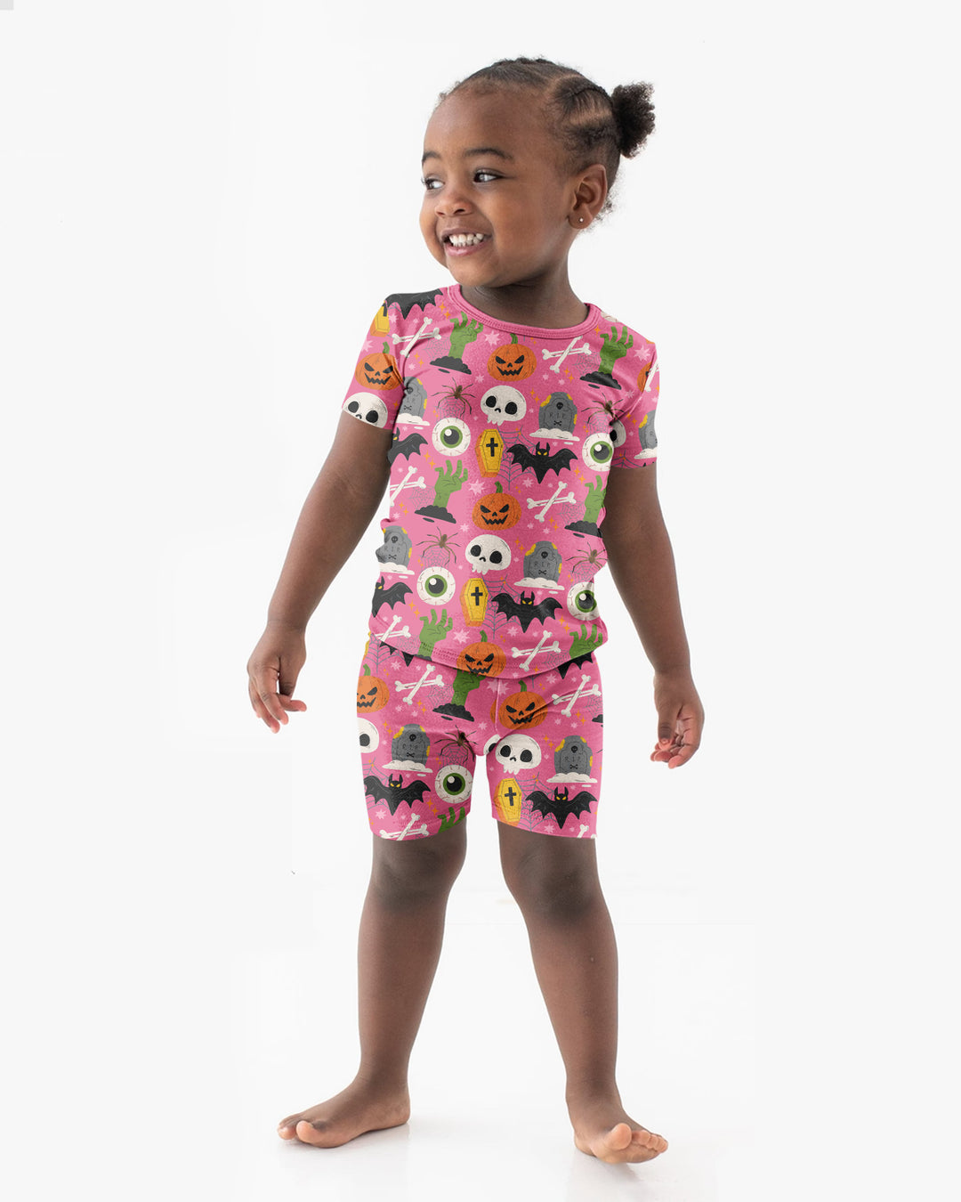 Little Monsters Bambus Zweiteiliger Schlafanzug mit kurzen Ärmeln und Shorts für Halloween