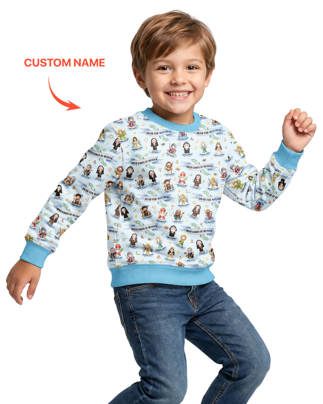 Holy Saints of Heaven Custom Name Bamboo Crewneck Sweatshirt