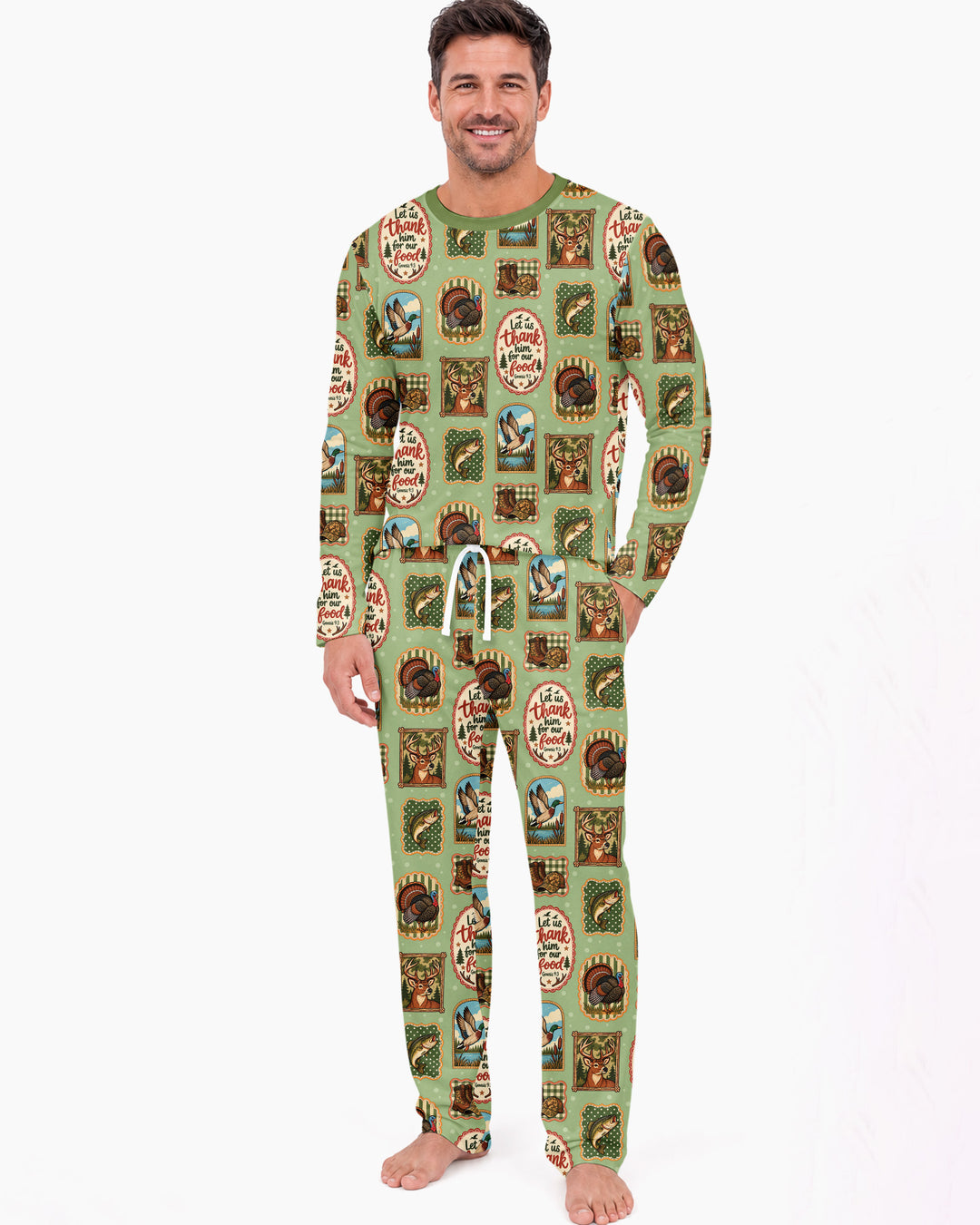 Hunting Let Us Thank Him For Our Food Bamboo Men's Pajama Set