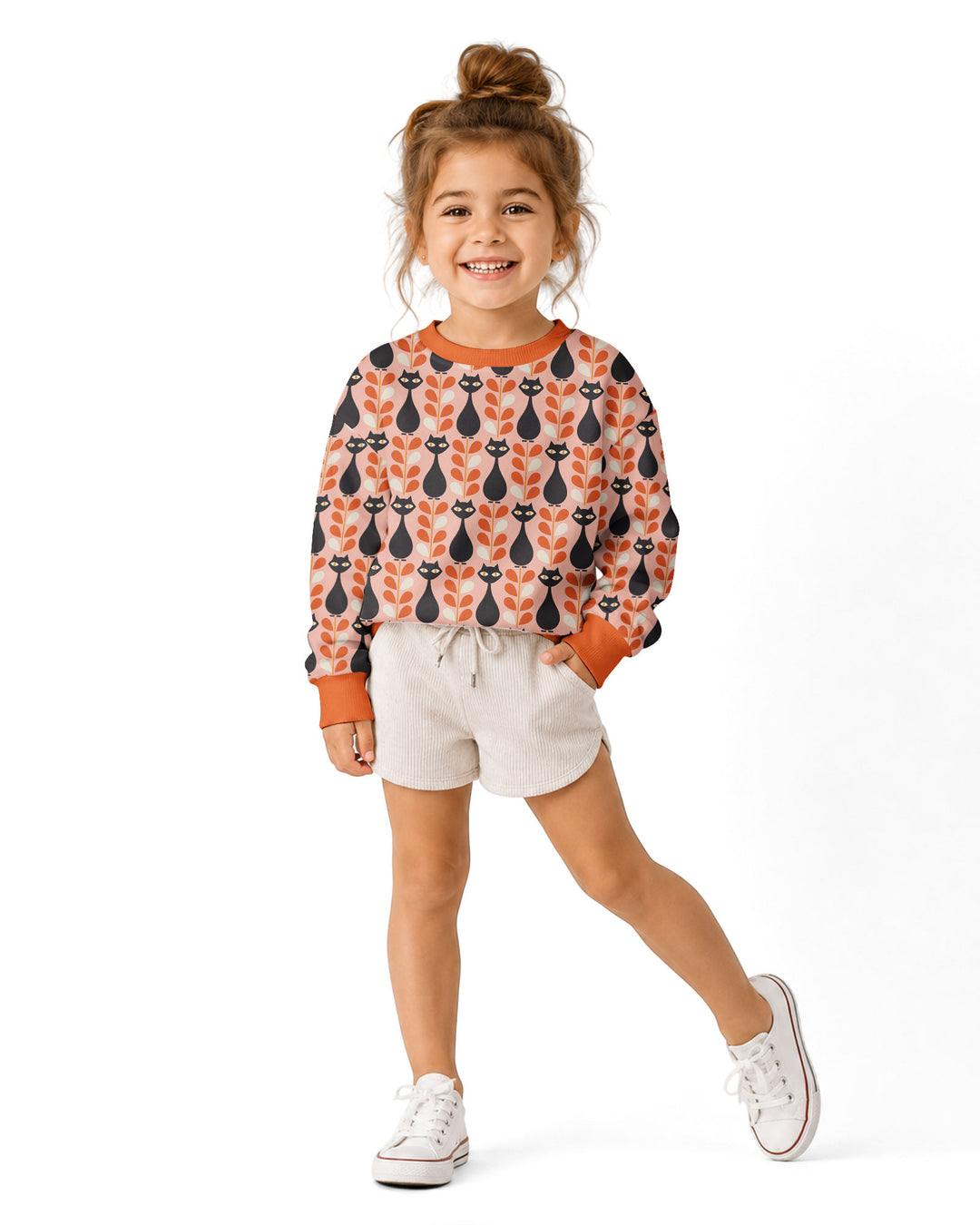 Retro Black Cat Garden Bamboo Crewneck Sweatshirt