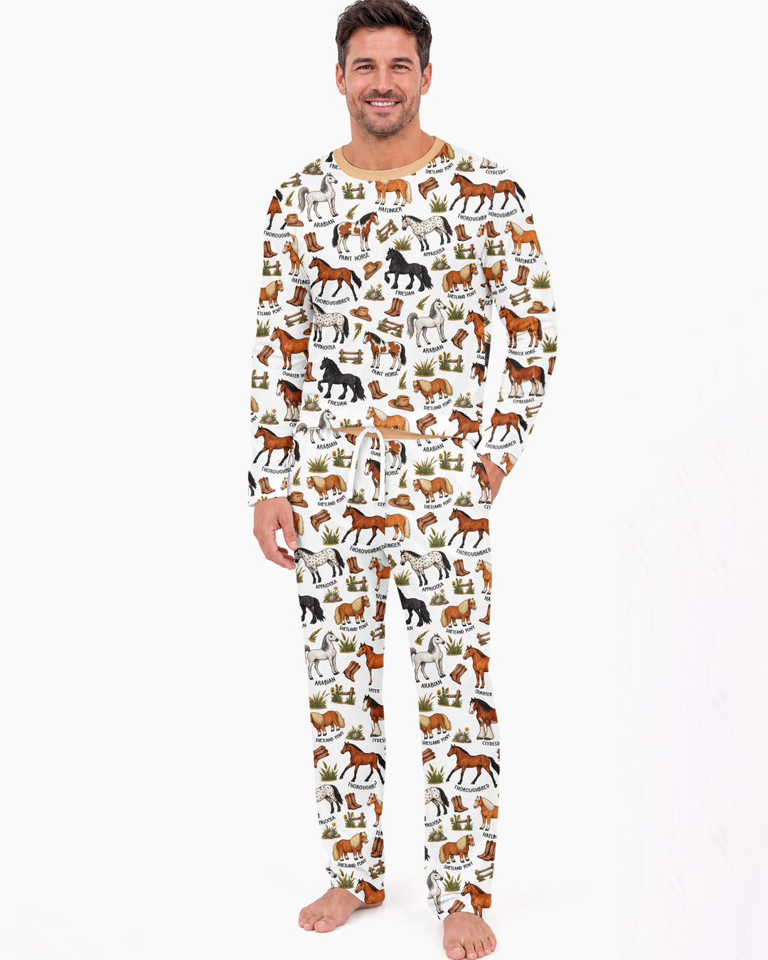 Types Of Horses Bamboo Men's Pajama Set
