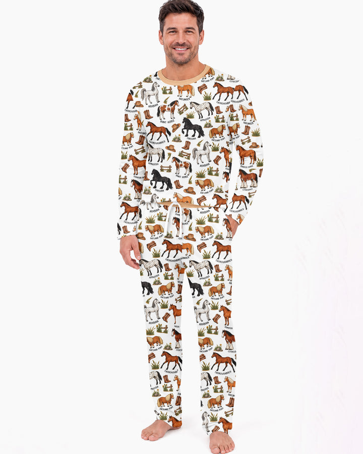 Types Of Horses Bamboo Men's Pajama Set