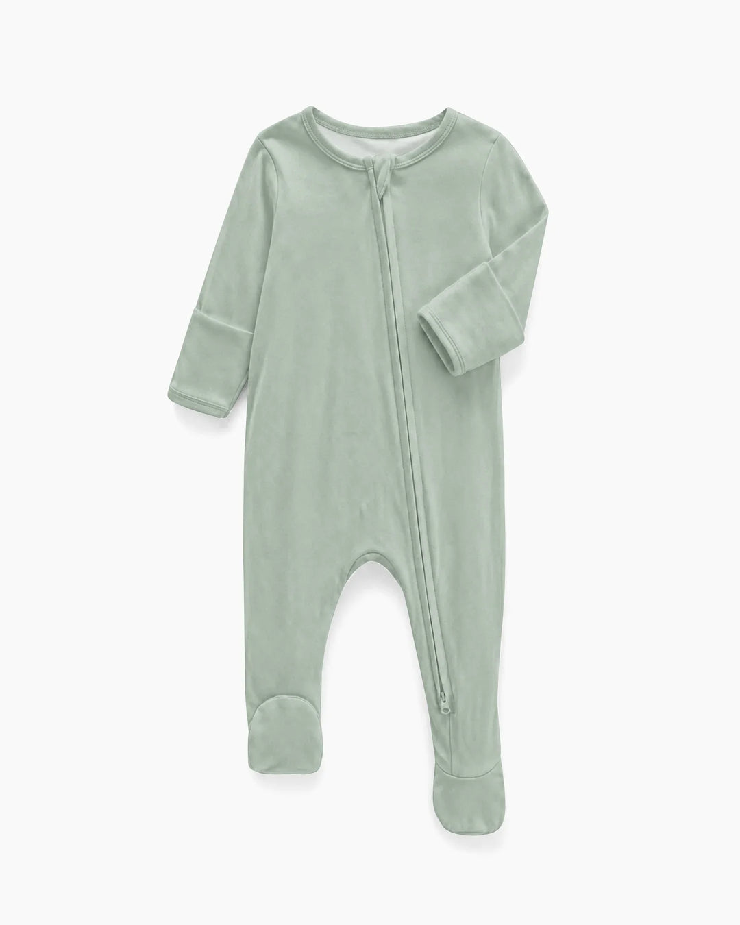 Solid Color Bamboo Zippered Footie Romper